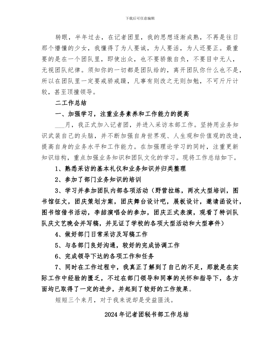 2024年记者团的个人工作总结_第2页