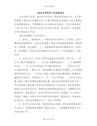 2024年评审员工作总结范文