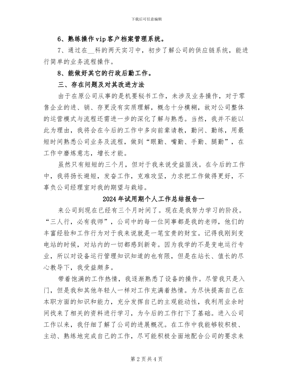 2024年试用期个人工作总结二_第2页