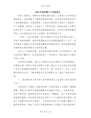 2024年试用期个人总结范文