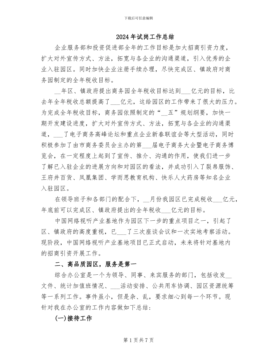 2024年试岗工作总结_第1页