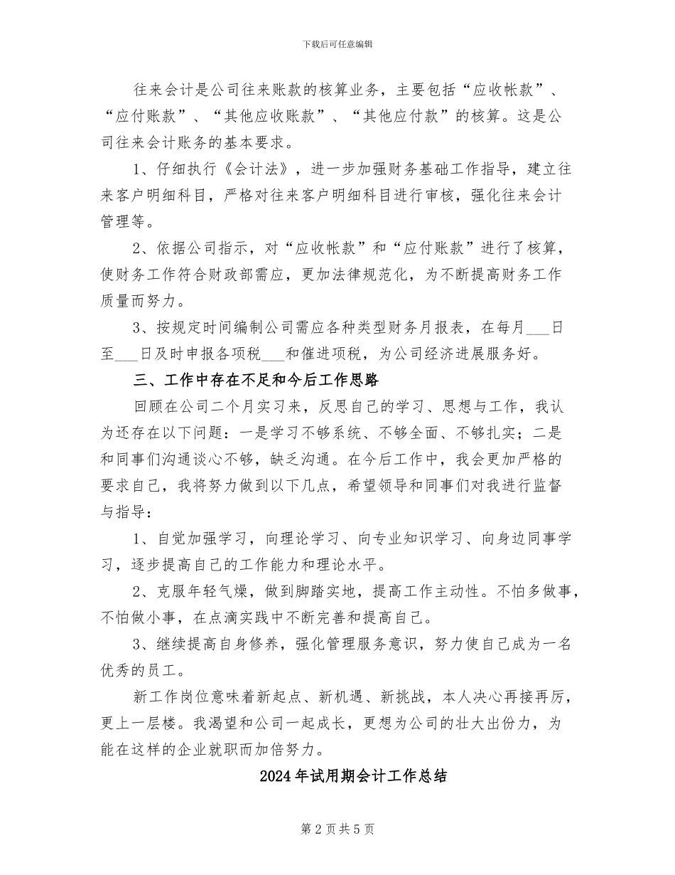 2024年试用期会计个人工作总结_第2页