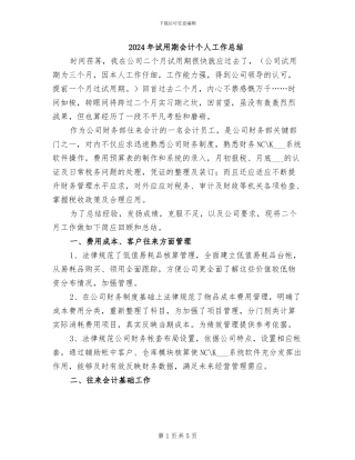 2024年试用期会计个人工作总结