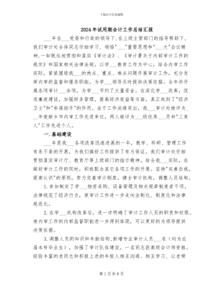 2024年试用期会计工作总结汇报