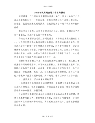 2024年试用期会计工作总结报告
