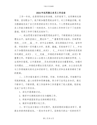 2024年试用期公务员工作总结