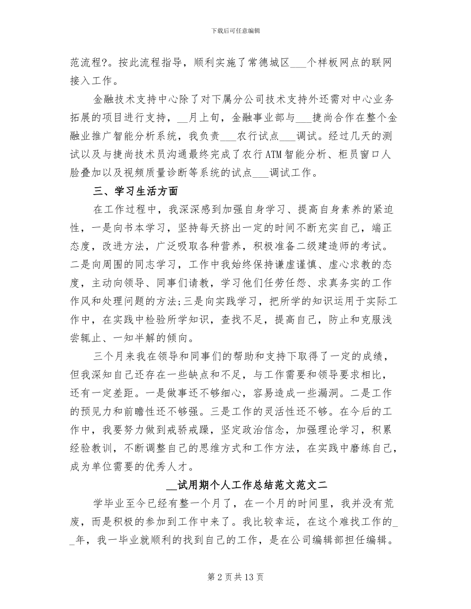 2024年试用期个人工作总结范文_第2页