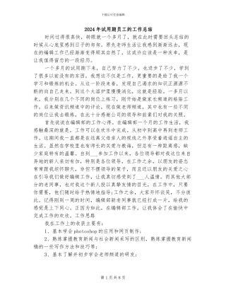 2024年试用期员工的工作总结