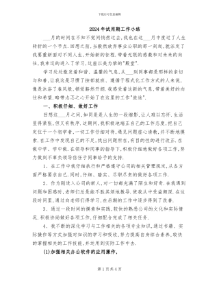 2024年试用期工作小结