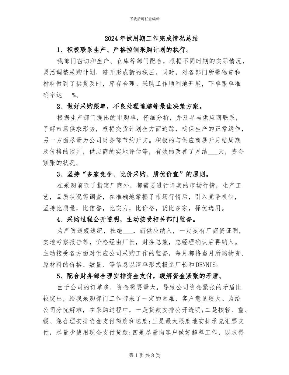 2024年试用期工作完成情况总结_第1页