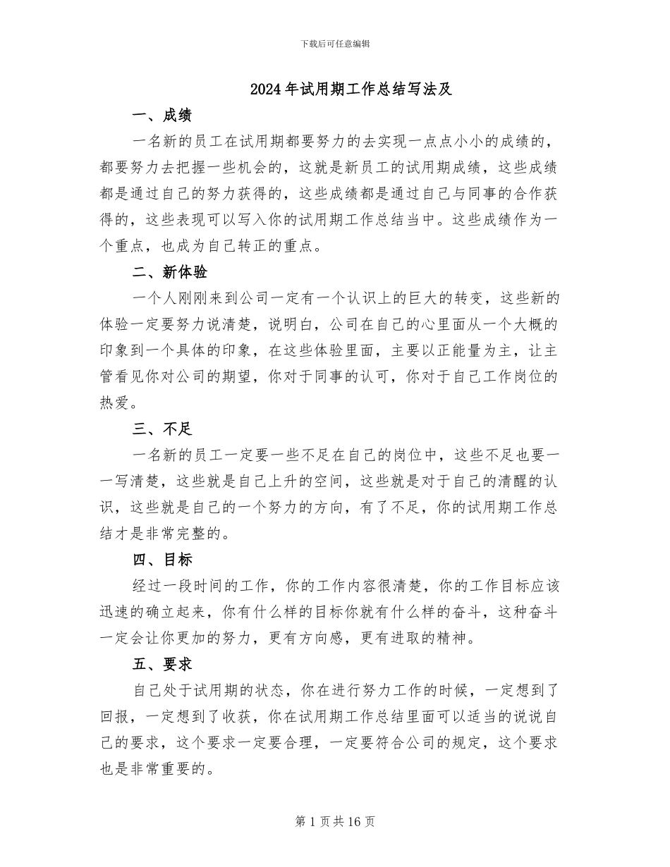 2024年试用期工作总结写法及_第1页