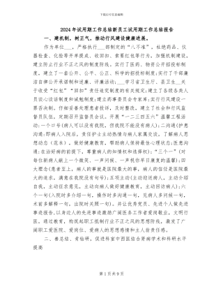 2024年试用期工作总结新员工试用期工作总结报告