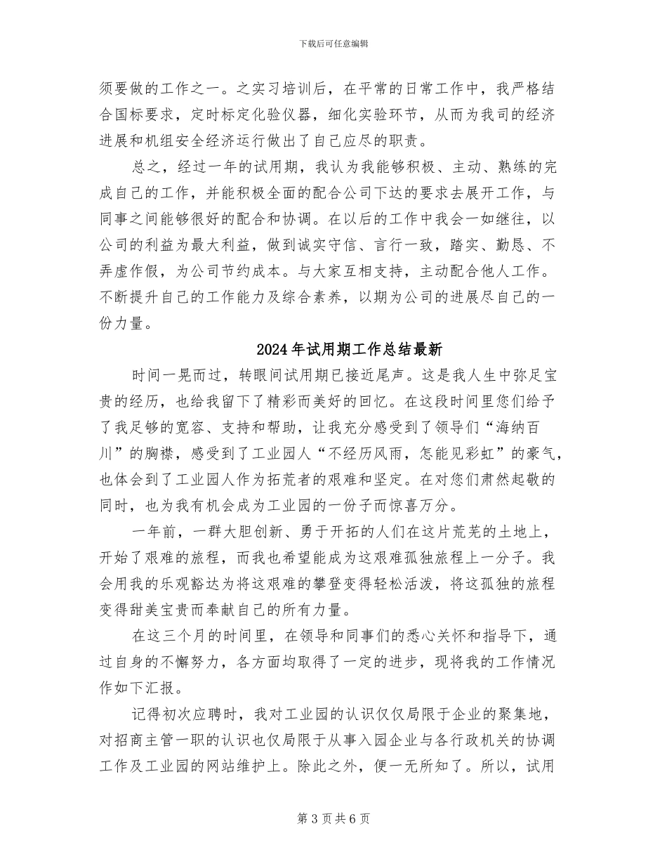 2024年试用期工作总结新选_第3页