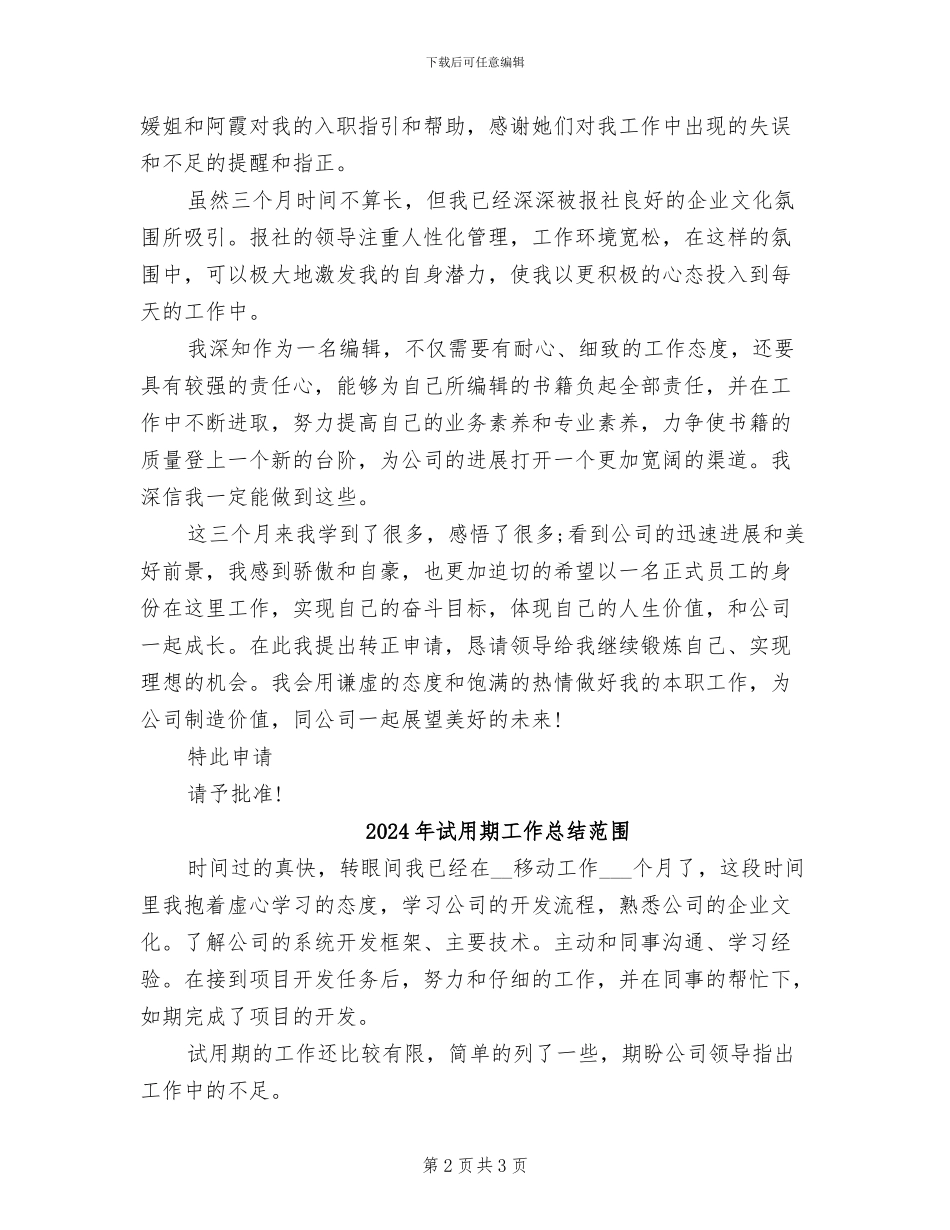 2024年试用期工作总结范例_第2页