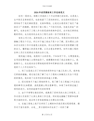 2024年试用期结束工作总结范文