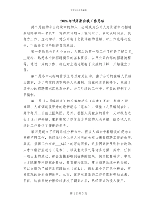 2024年试用期自我工作总结