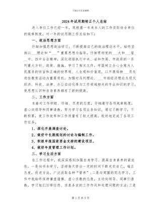 2024年试用期转正个人总结