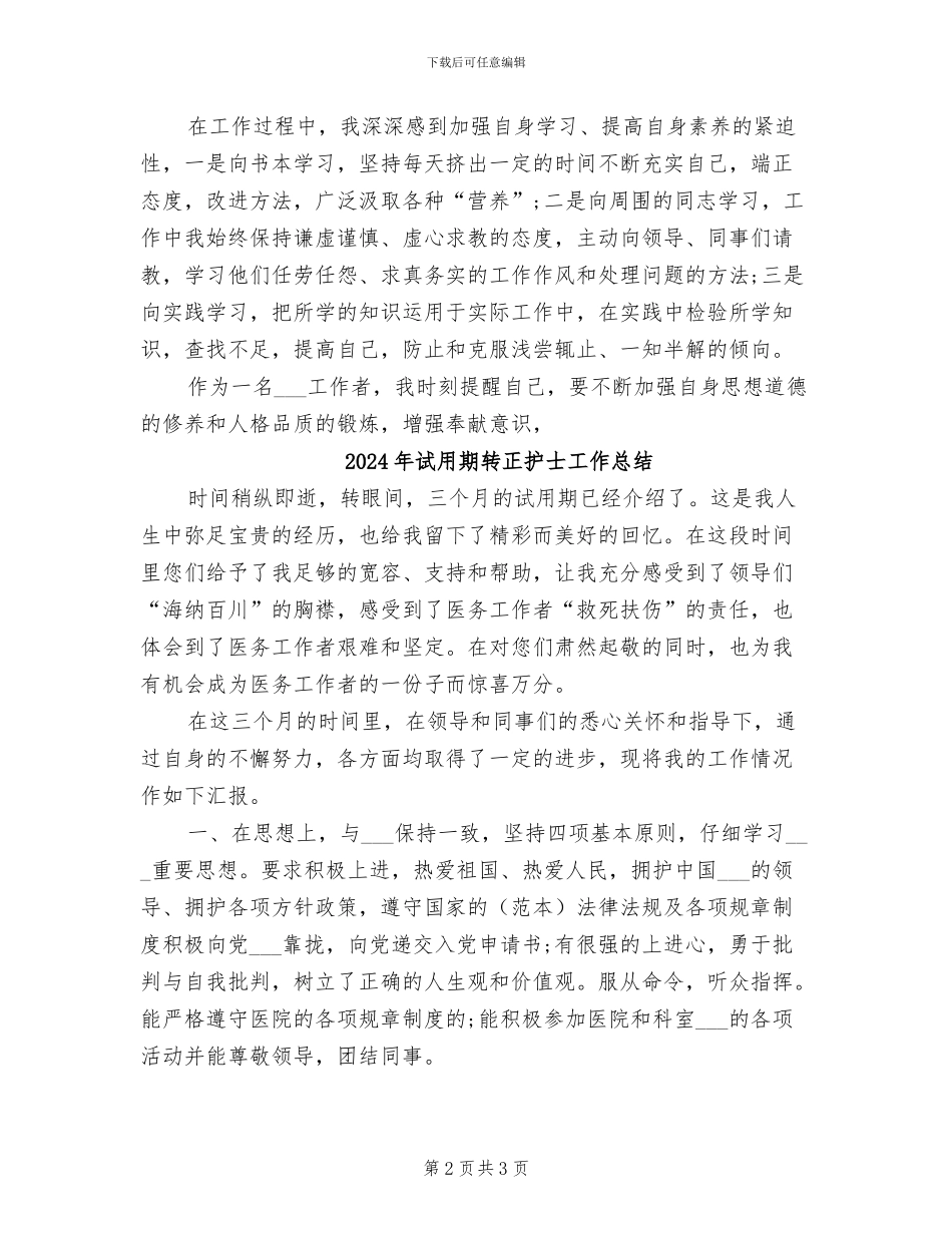 2024年试用期转正工作总结详文_第2页