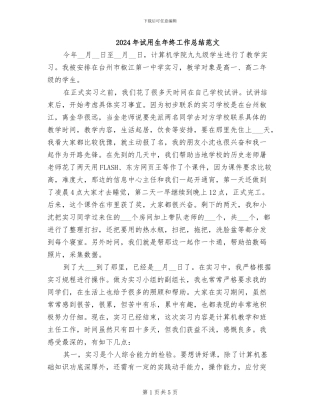 2024年试用生年终工作总结范文