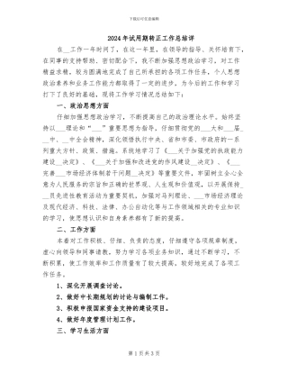 2024年试用期转正工作总结详