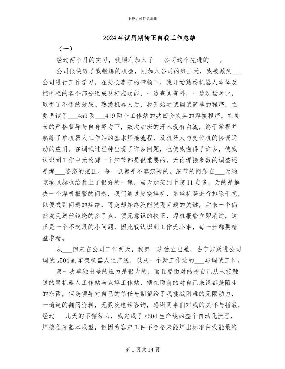 2024年试用期转正自我工作总结_第1页