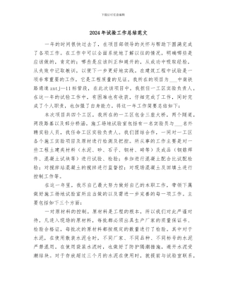 2024年试验工作总结范文