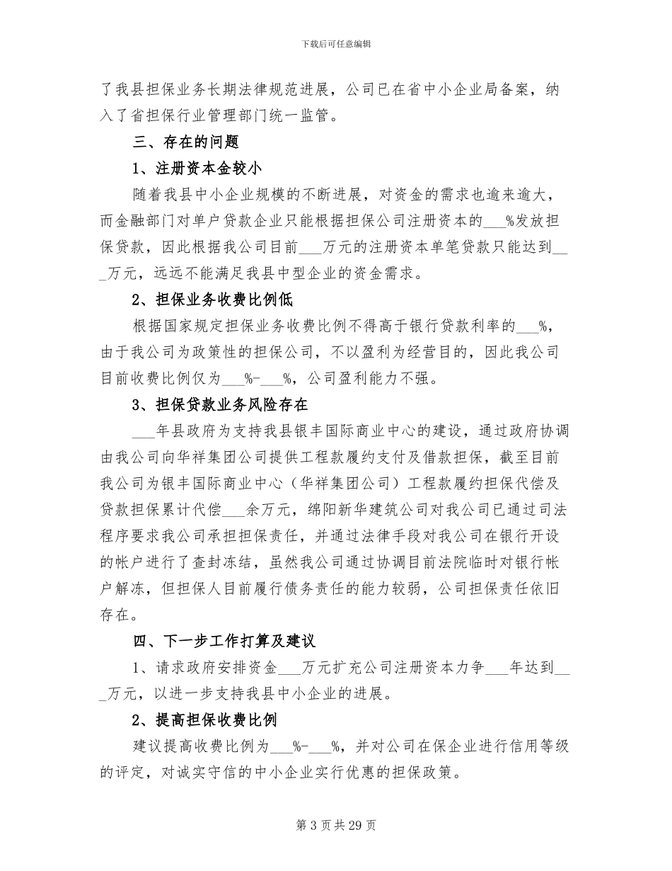 2024年诚信融资担保公司工作总结_第3页