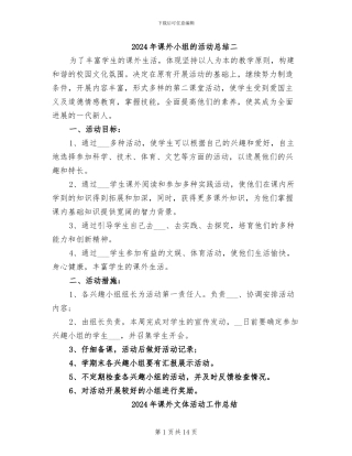 2024年课外小组的活动总结二