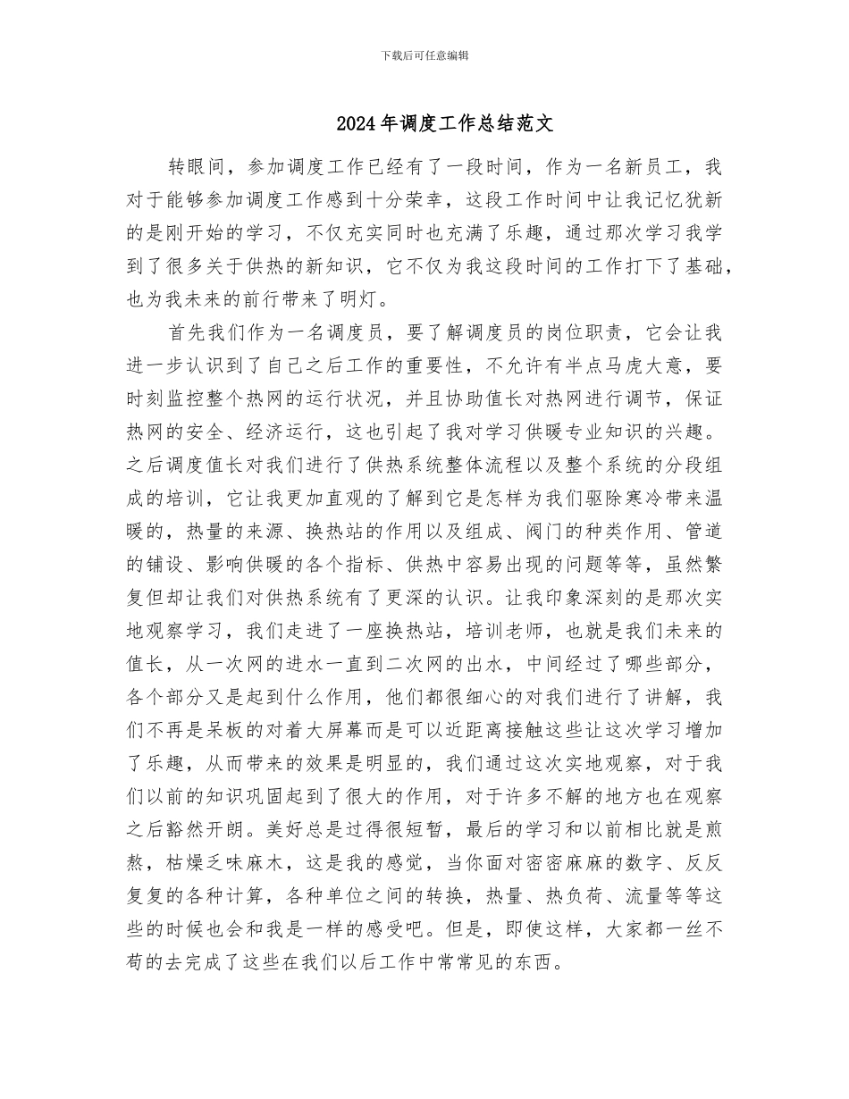 2024年调度工作总结范文_第1页
