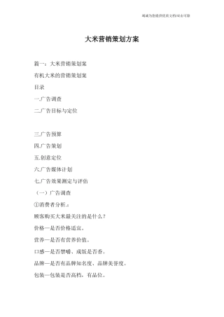 大米营销策划方案