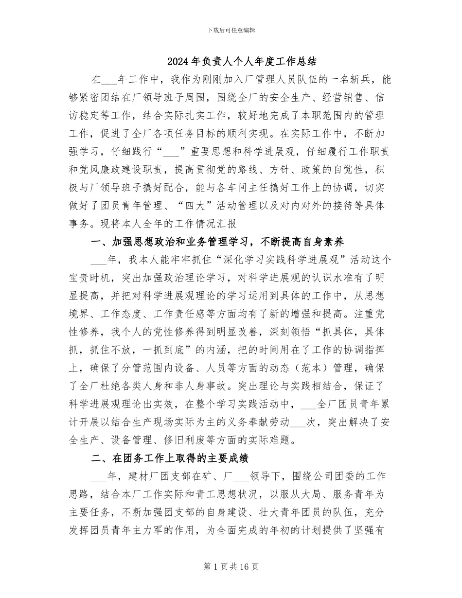 2024年负责人个人年度工作总结_第1页