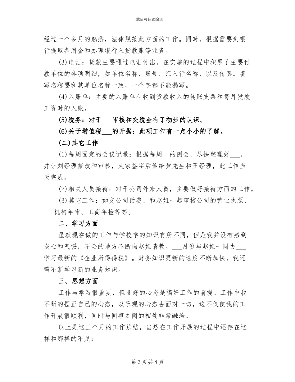 2024年财务3个月试用期工作总结_第3页