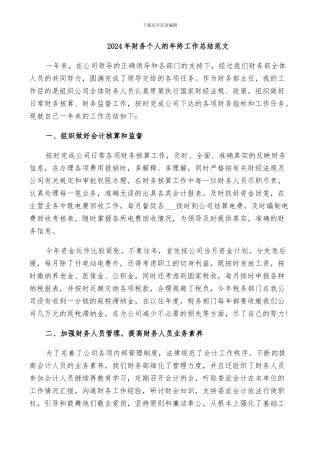 2024年财务个人的年终工作总结范文