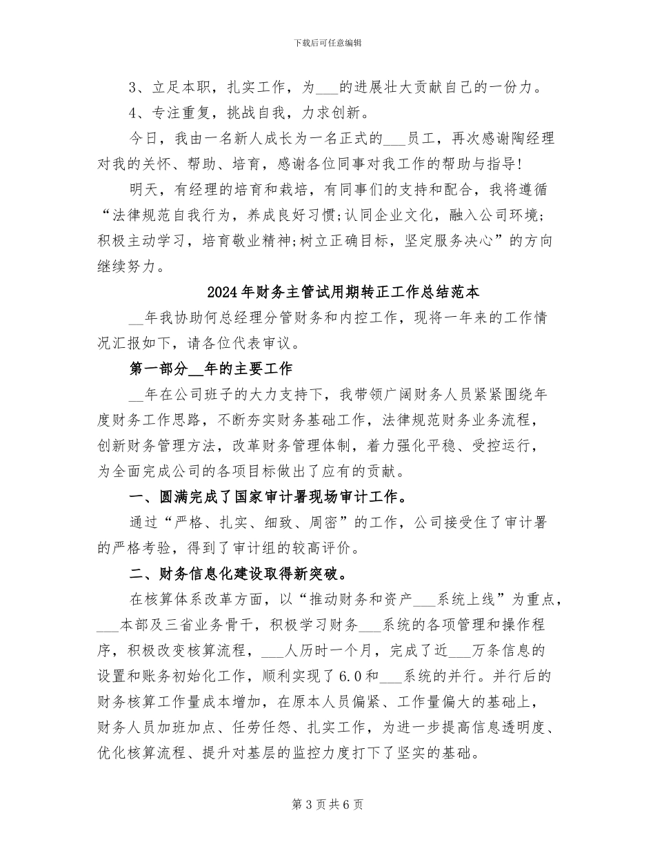 2024年财务主管试用期转正工作总结范文_第3页