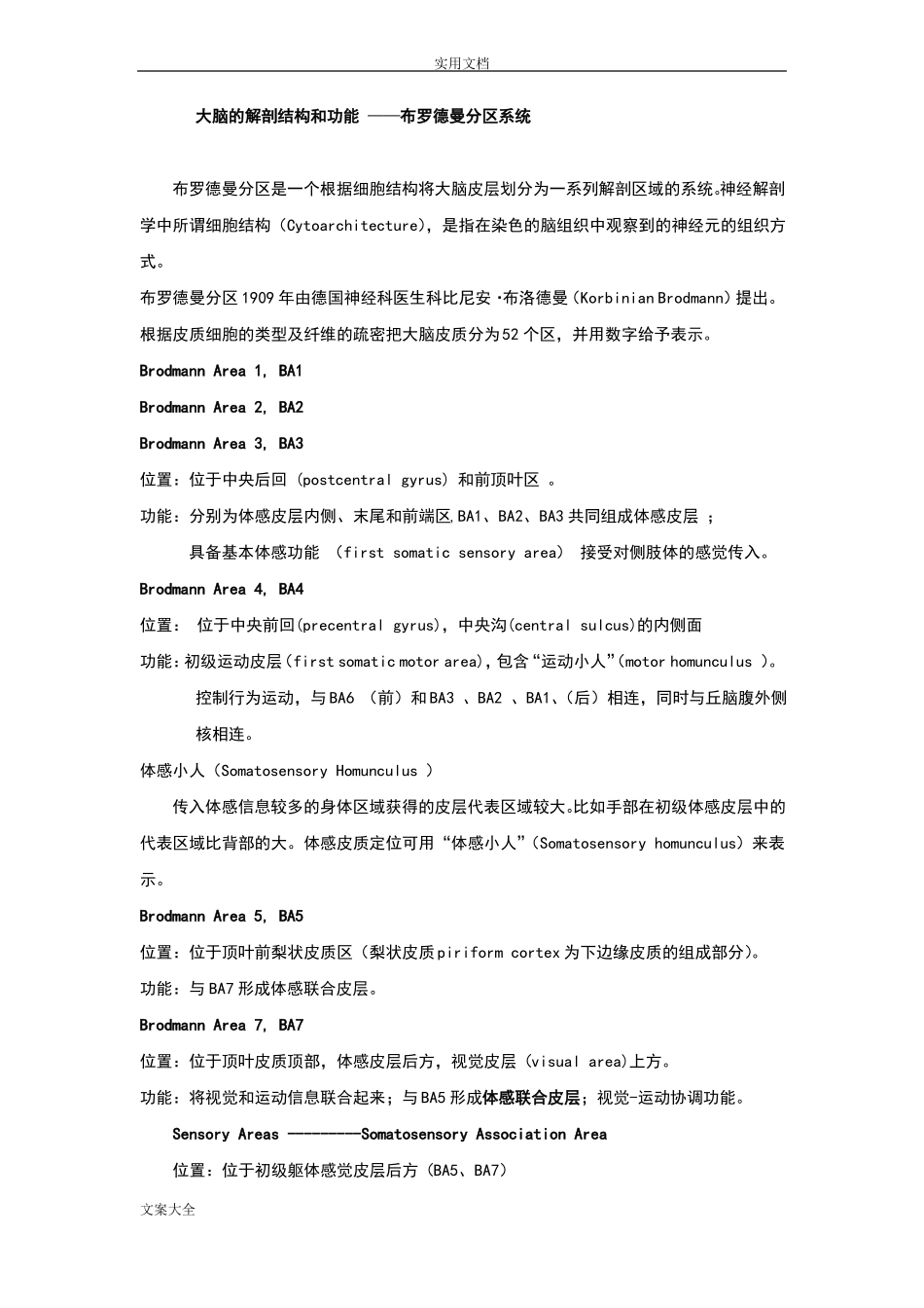 大脑地解剖结构和功能——布鲁德曼分区_第1页