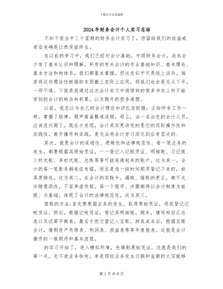 2024年财务会计个人实习总结