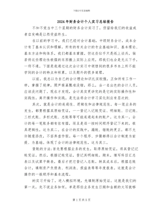 2024年财务会计个人实习总结报告
