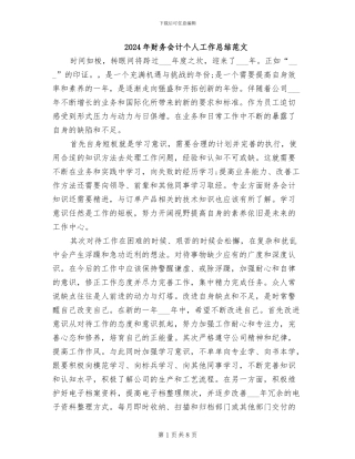 2024年财务会计个人工作总结范文