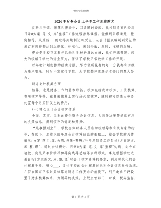 2024年财务会计上半年工作总结范文