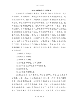 2024年财务会计实训总结