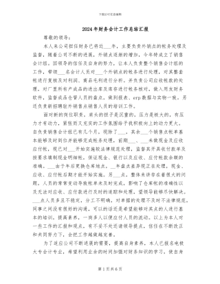 2024年财务会计工作总结汇报