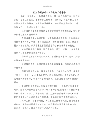 2024年财务会计工作总结工作报告
