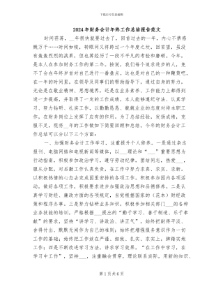 2024年财务会计年终工作总结报告范文