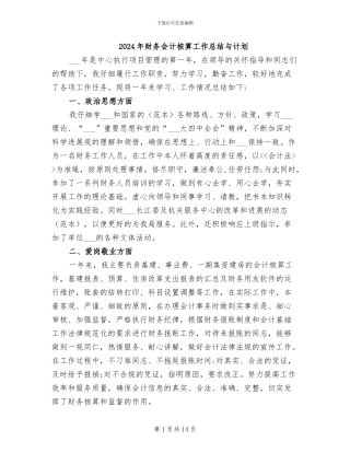 2024年财务会计核算工作总结与计划