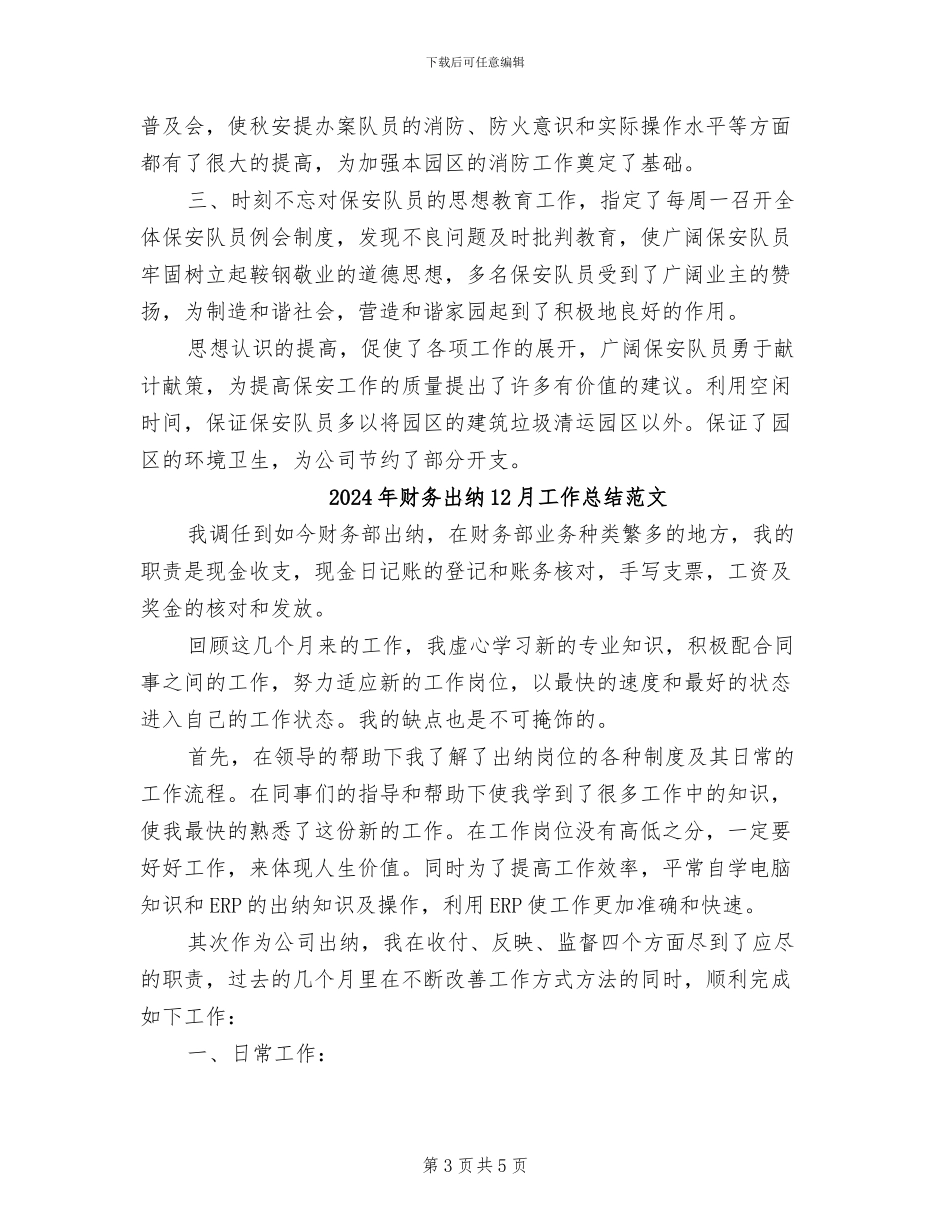 2024年财务出纳12月工作总结_第3页