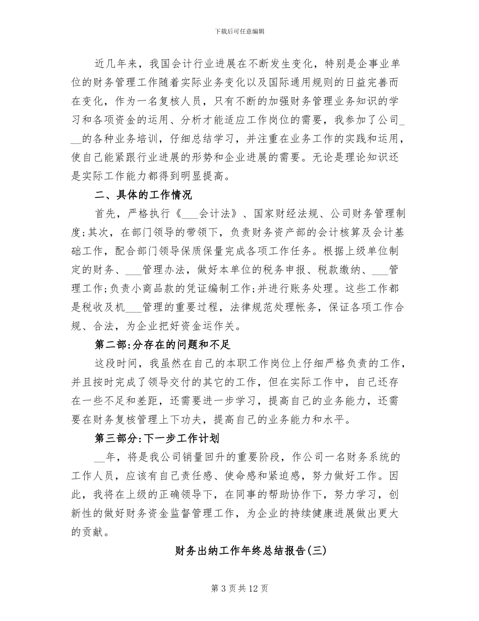 2024年财务出纳工作年终总结报告_第3页