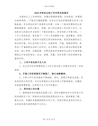 2024年财务出纳工作年终总结报告