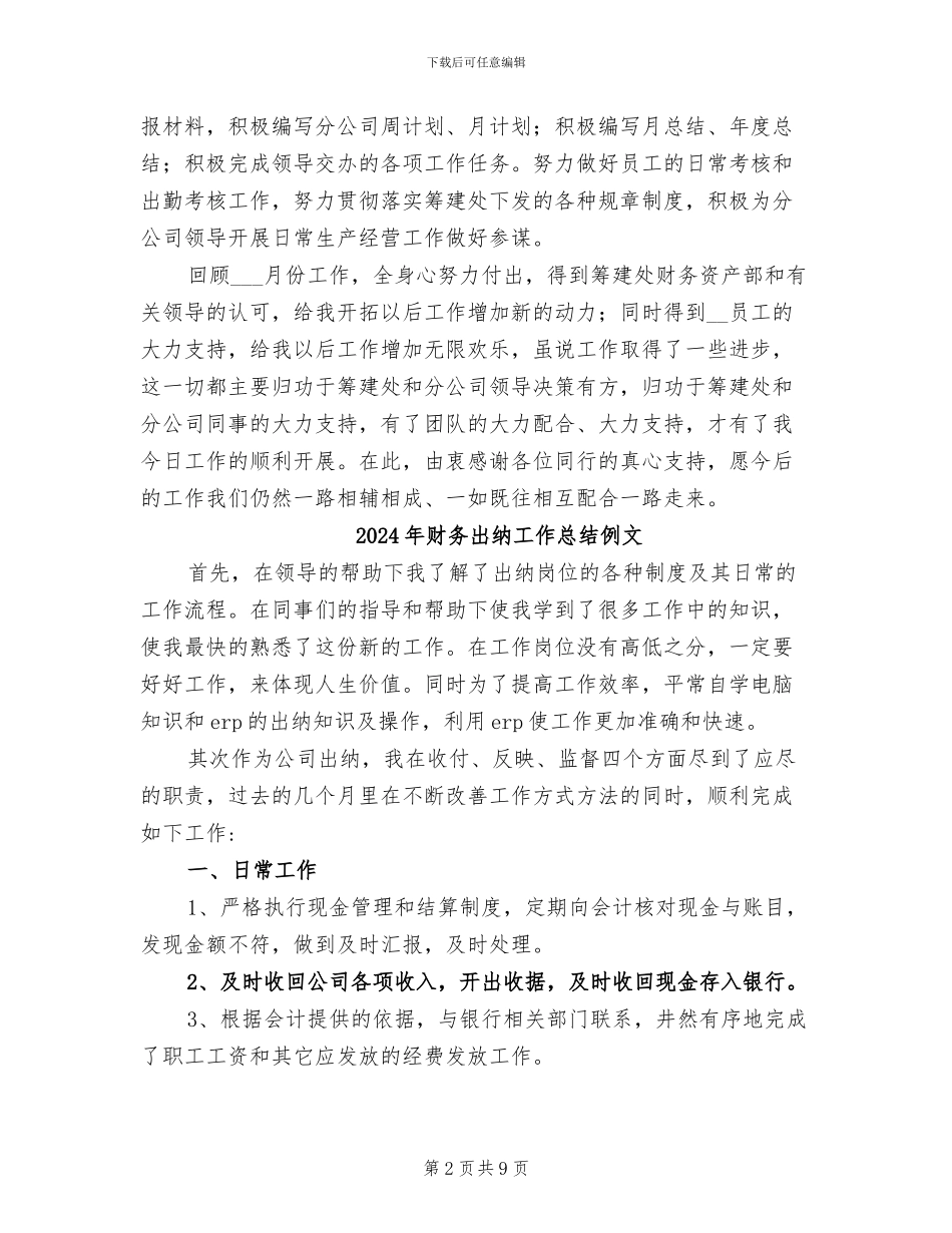 2024年财务出纳工作总结二_第2页