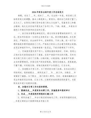 2024年财务出纳年度工作总结范文