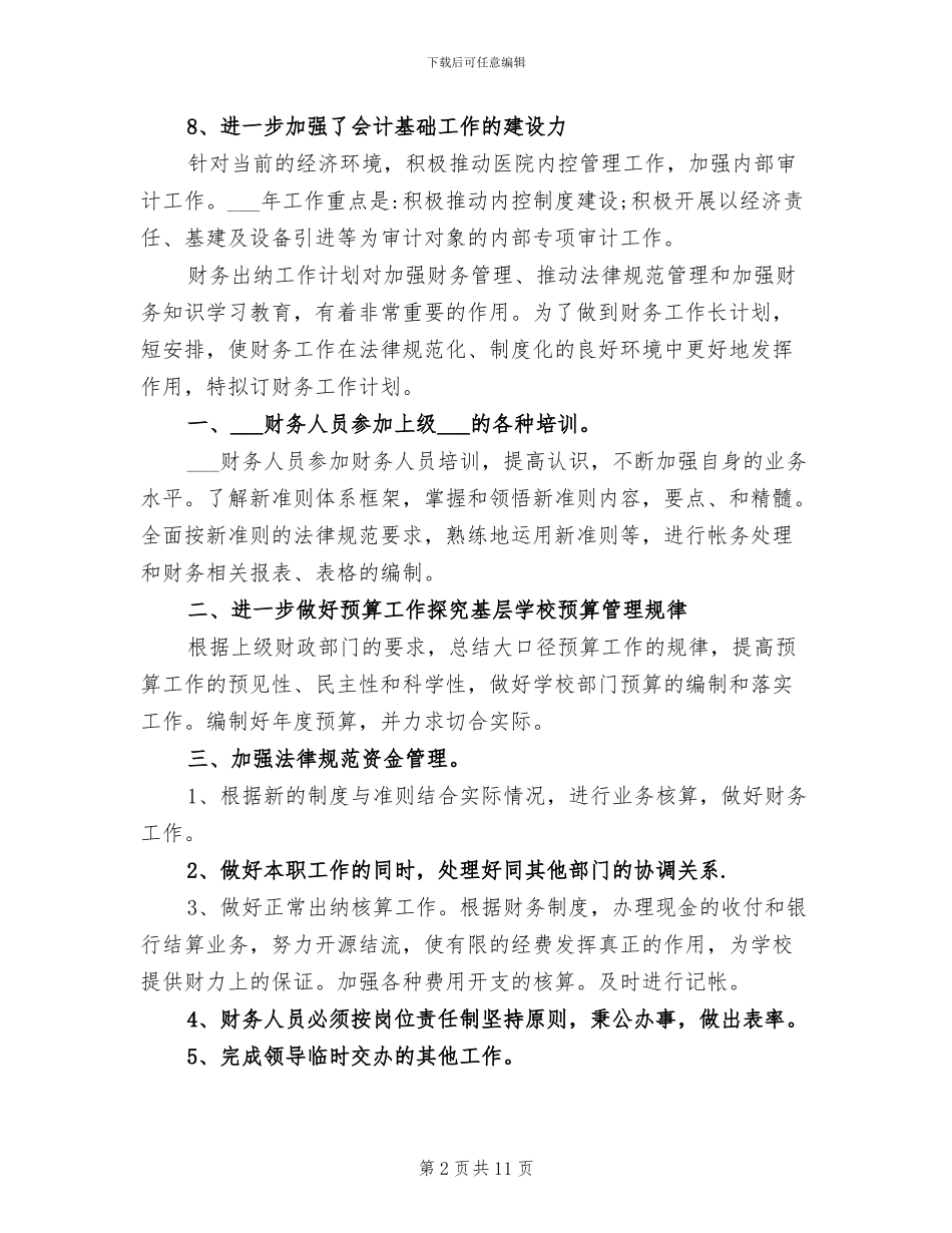 2024年财务出纳工作总结及工作计划_第2页